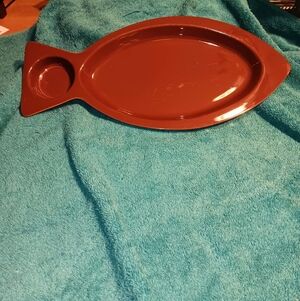 Hall Fish-Shaped Brown Serving Platter Mid Century Modern